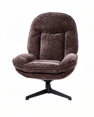 Poltrona giratória AREMARK Chenille Castanho escuro_1163736