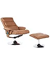 Massage Chair LEGEND with Footstool Faux Leather Brown