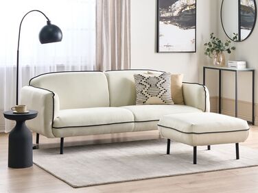 3-seters sofa med fotskammel stoff lys beige TONSBERG