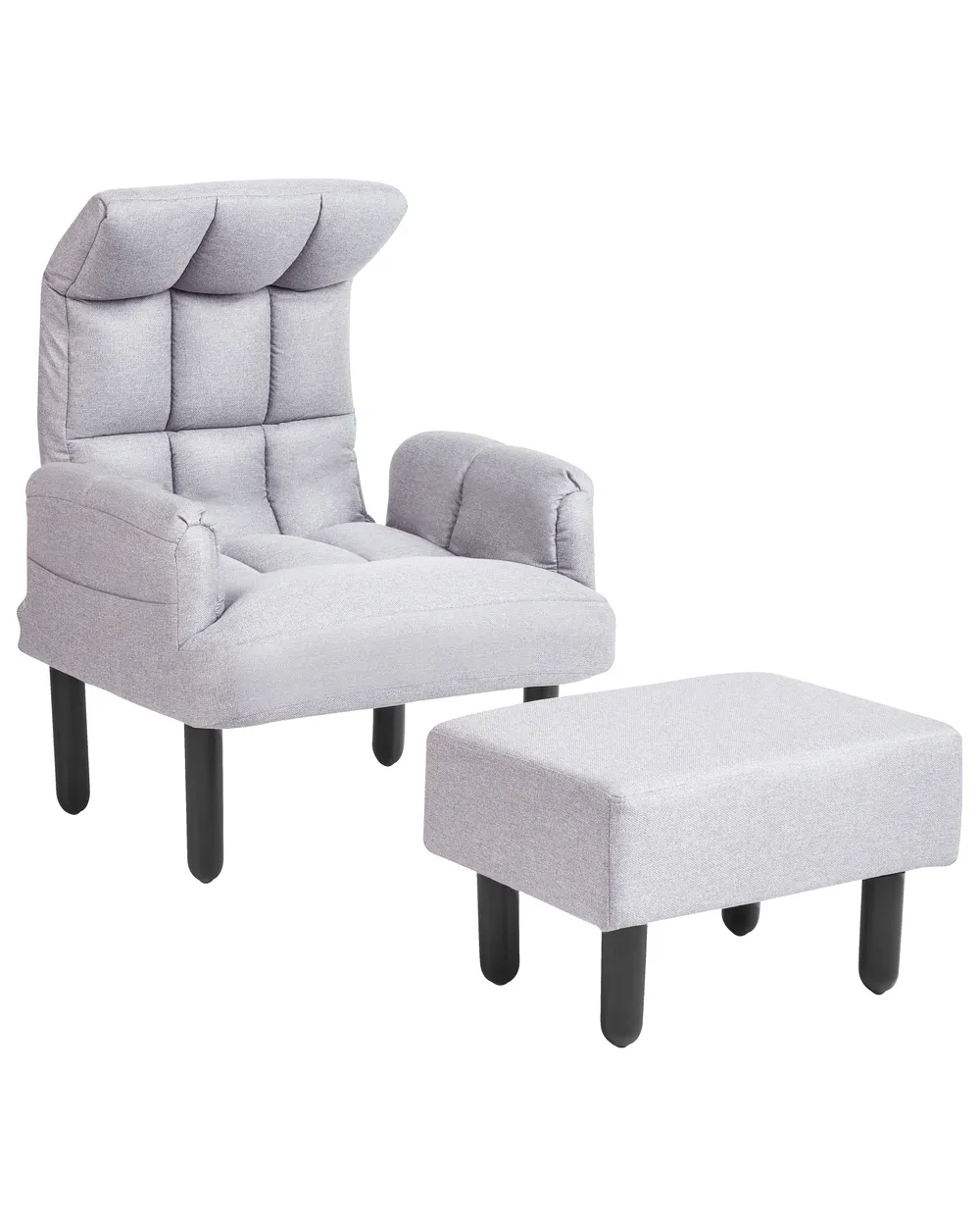 Recliner Chair OLAND with Footstool Fabric Grey