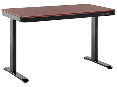 Fa és fekete színű elektromosan állítható asztal USB csatlakozóval 120 x 60 cm KENLY