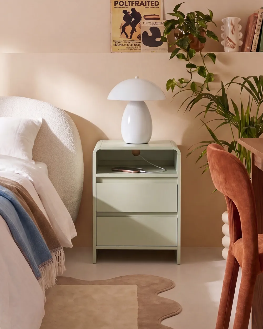 2 Drawer Bedside Table DORRIGO Light Green_1148619