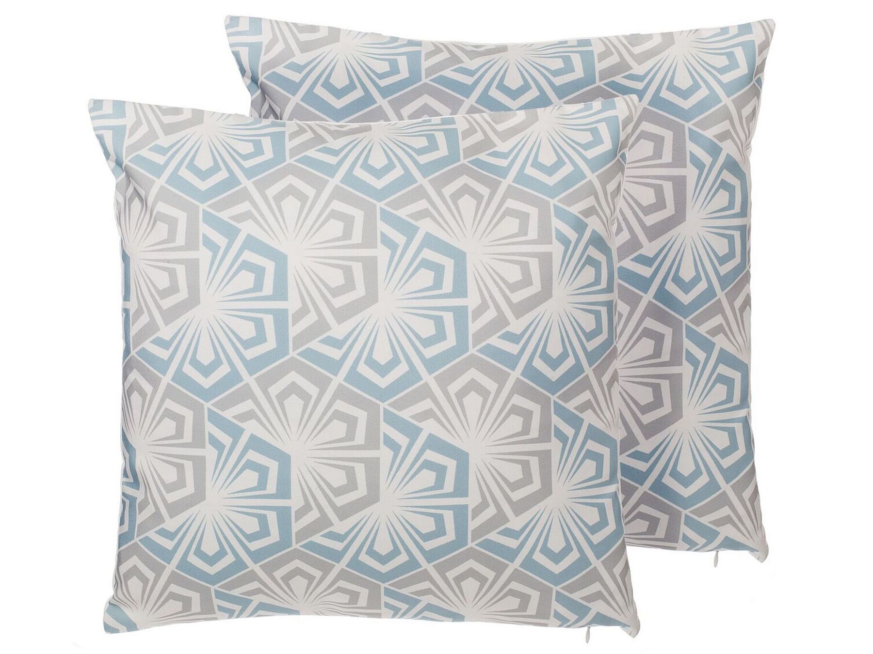 Set di 2 cuscini motivo geometrico blu e grigio 45 x 45 cm PRIMROSE_770058