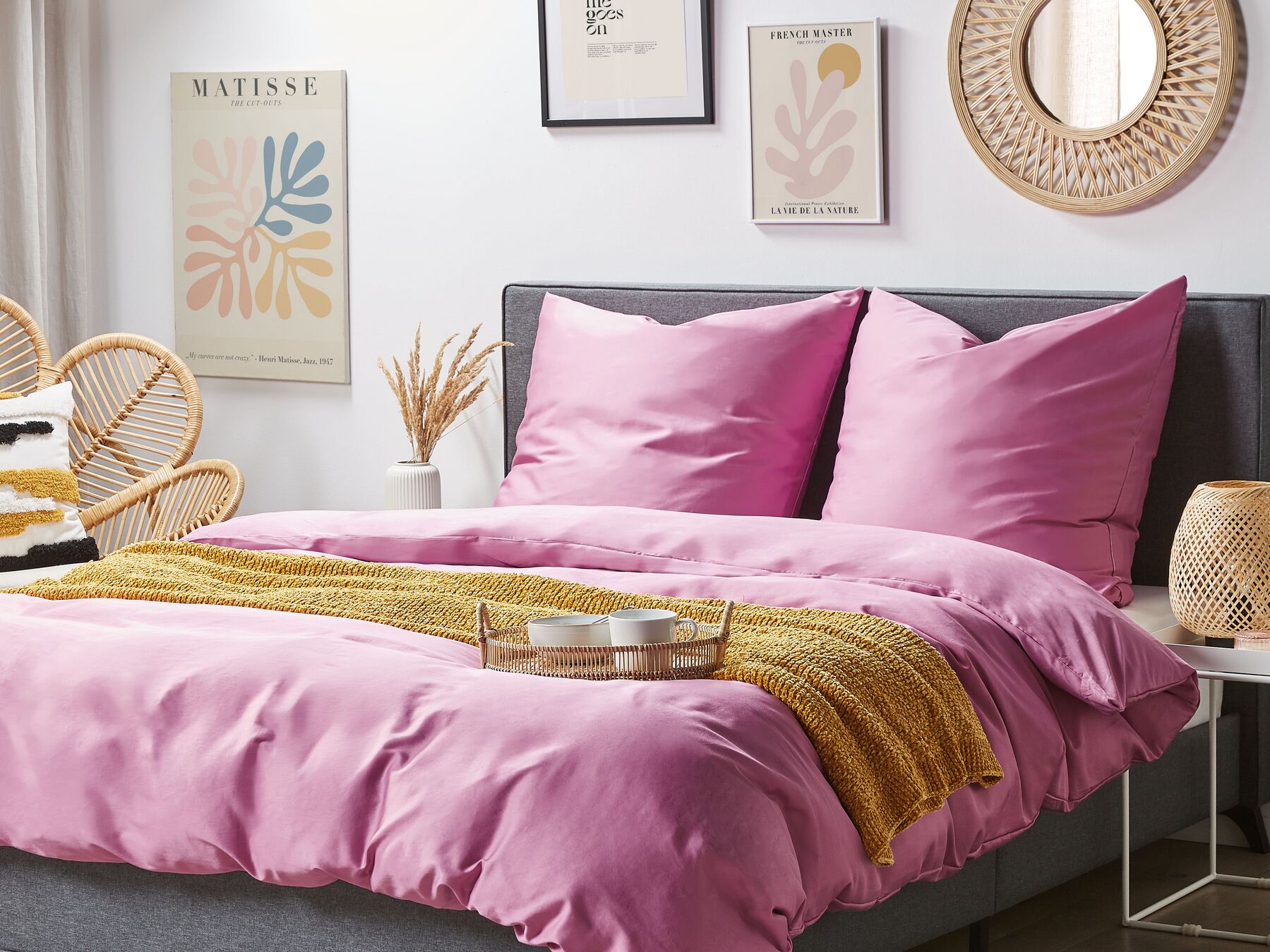 Cotton Sateen Duvet Cover Set 135 x 200 cm Pink HARMONRIDGE_815036