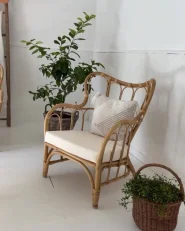 Garden Lounge Set with Table 4 Seater BRINDISI Rattan Natural_1171971
