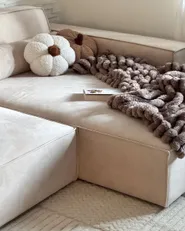 Modular Corner Sofa 3 Seater HELLNAR Velvet Light Beige Left Hand_1177613