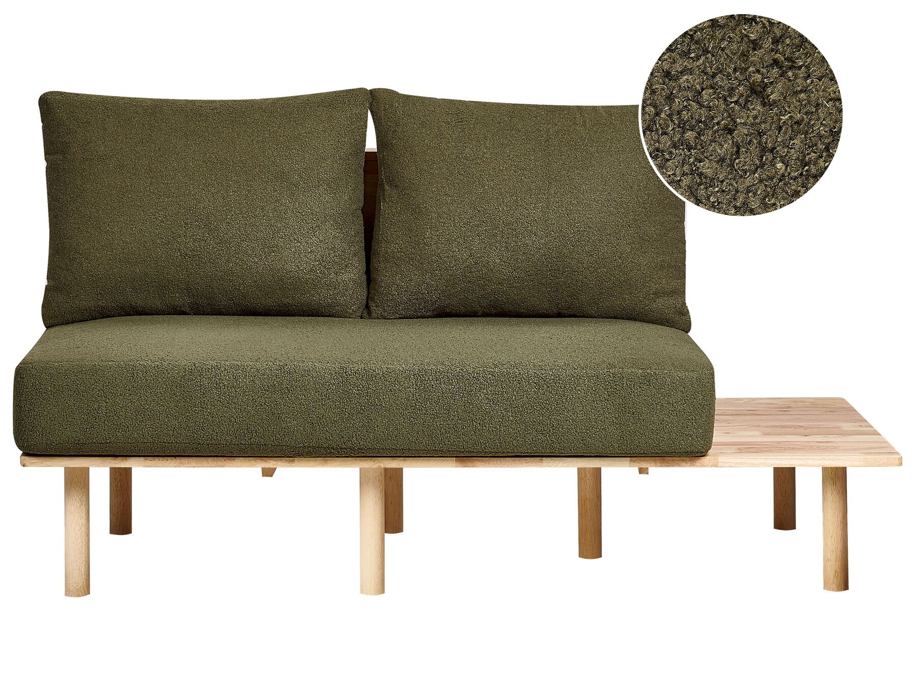 2 Seater Boucle Sofa with Table Dark Green SALO_932536