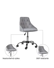 Stolička k písaciemu stolu PARRISH Zamat Sivá_1071627