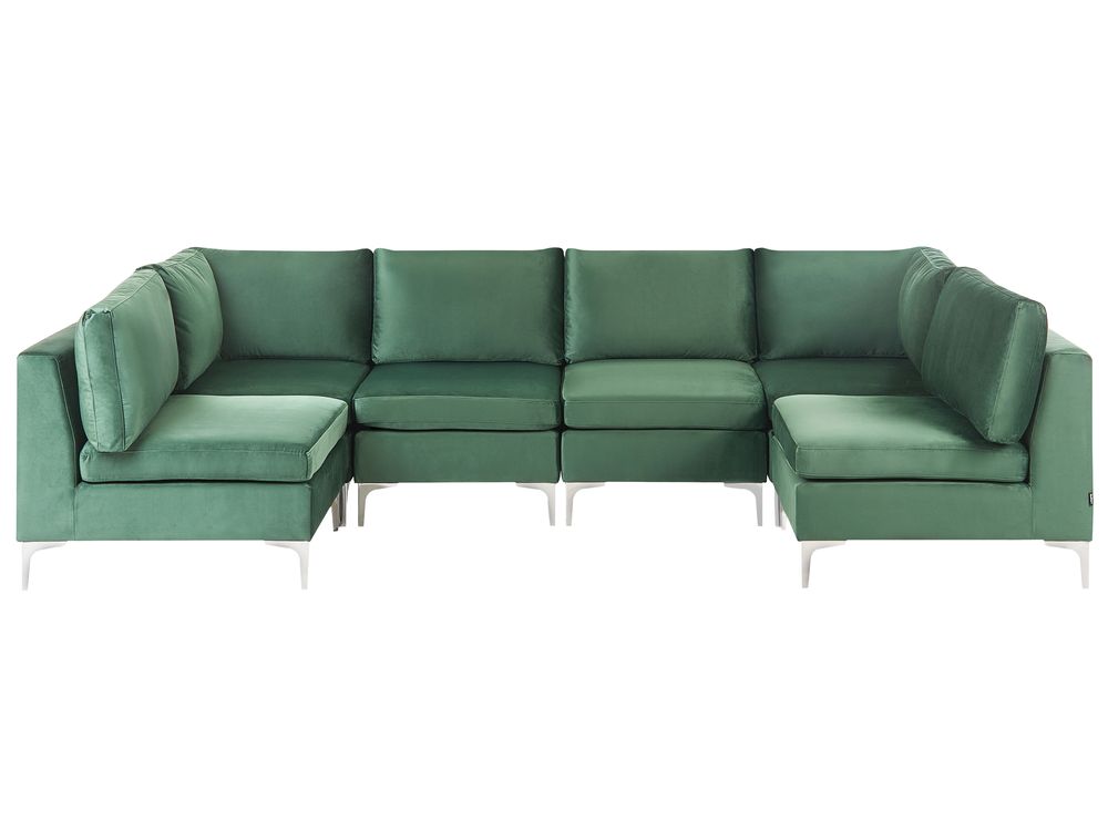 Modular U-Shape Sofa 6 Seater EVJA Velvet Green