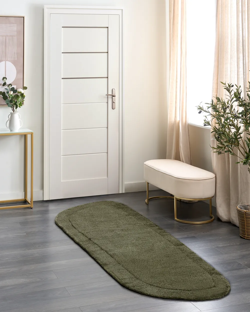 Rug BERANI Dark Green 80 x 250 cm Viscose