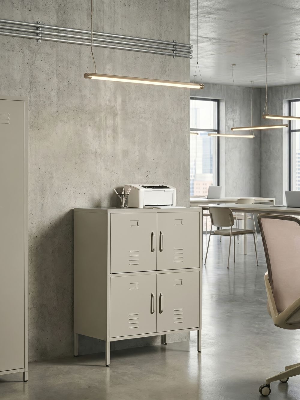 Büroschrank HOLBECK Metall Hellbeige