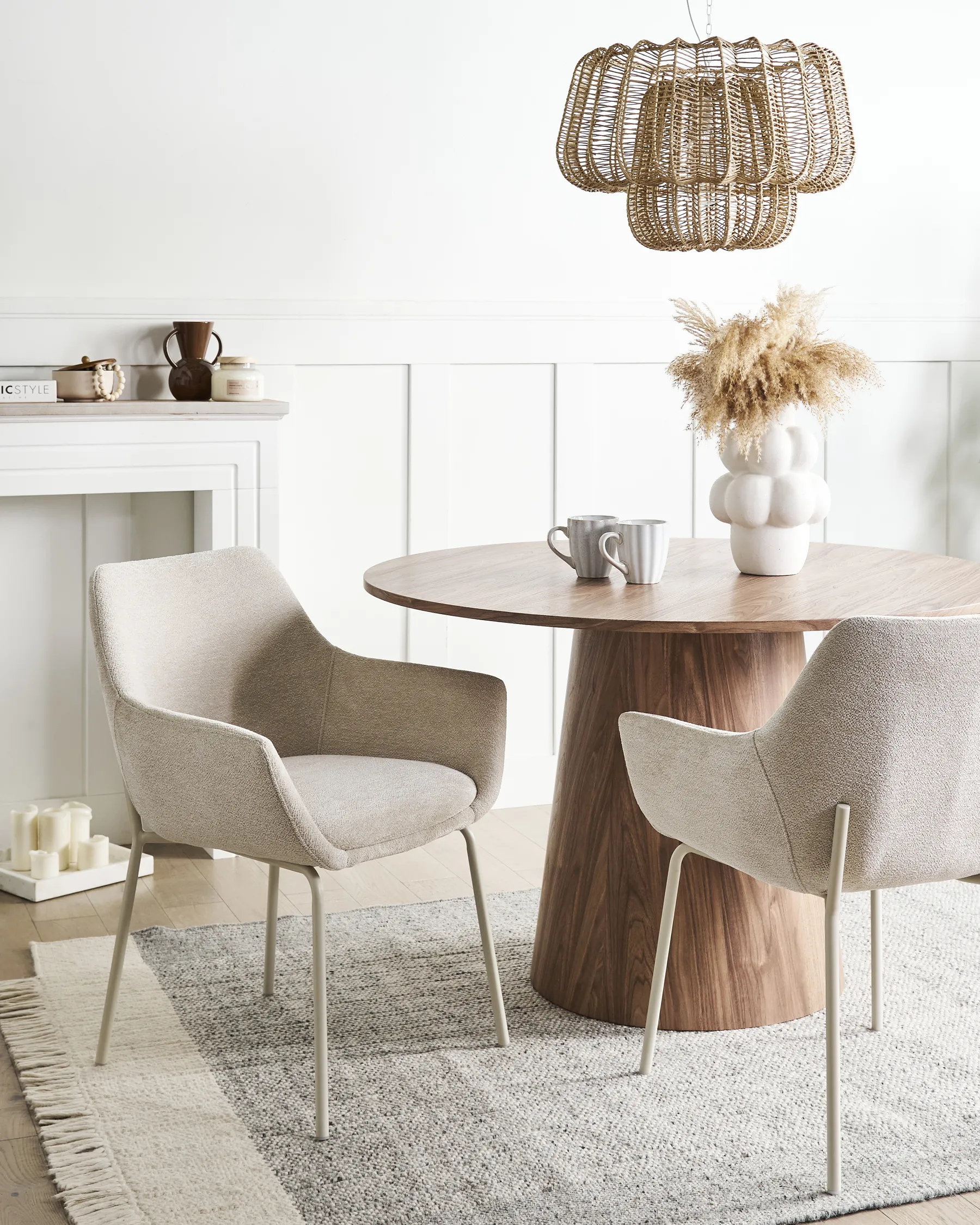 Set of 2 Dining Chairs BOWDON Chenille Light Beige_968407
