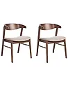 Set of 2 Dining Chairs LILLY Fabric Brown/ Beige