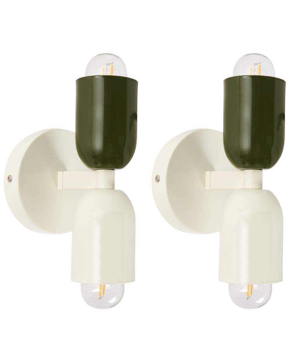 Conjunto de 2 lámparas de pared TOPI Metal Blanco crema
