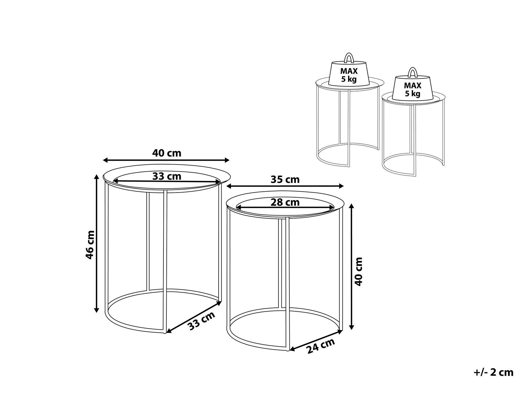 Set di 2 tavolini TWINS Metallo Nero_814966