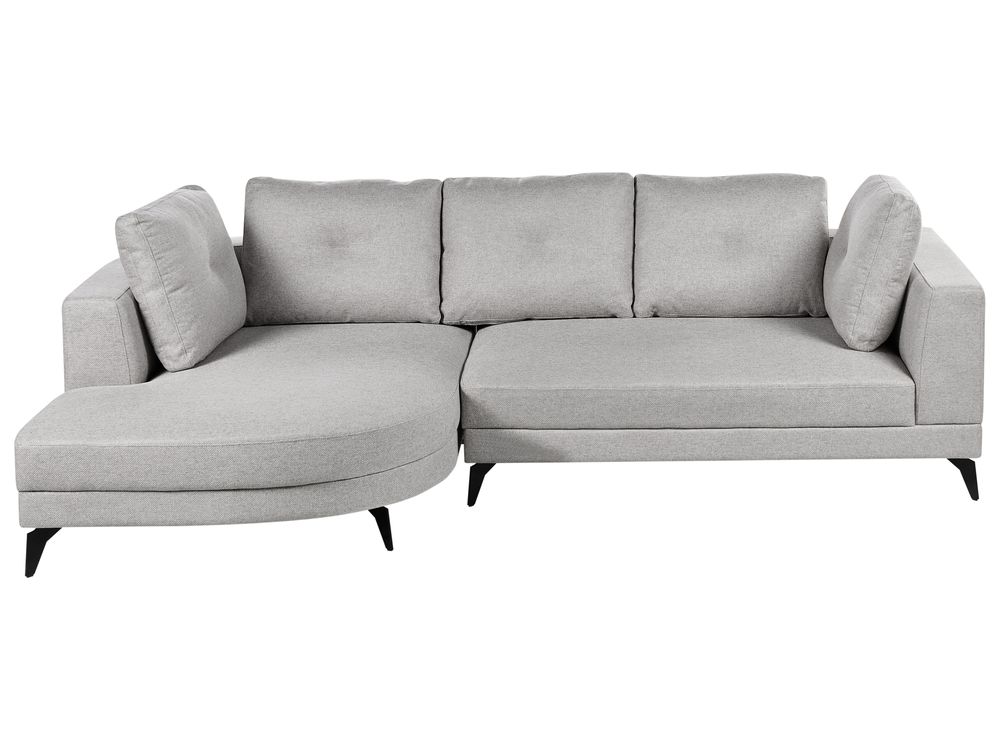 Corner Sofa 3 Seater YURI Faux Linen Grey Right Hand