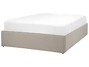 Ottoman Bed without Headboard DINAN Fabric Taupe 120 x 200 cm (EU Small Double)_1187470