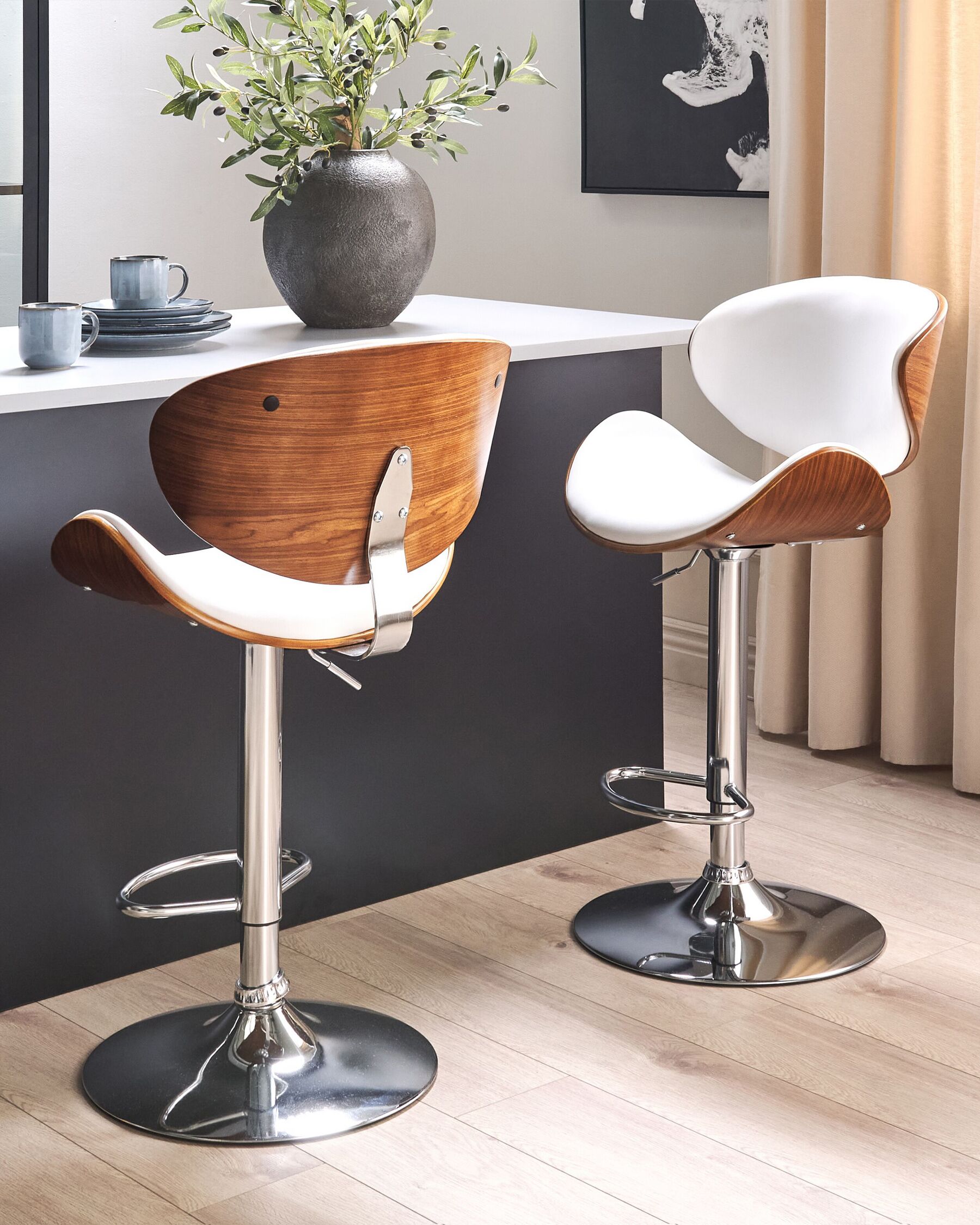 Faux Leather Swivel Bar Stool White ROTTERDAM_732776