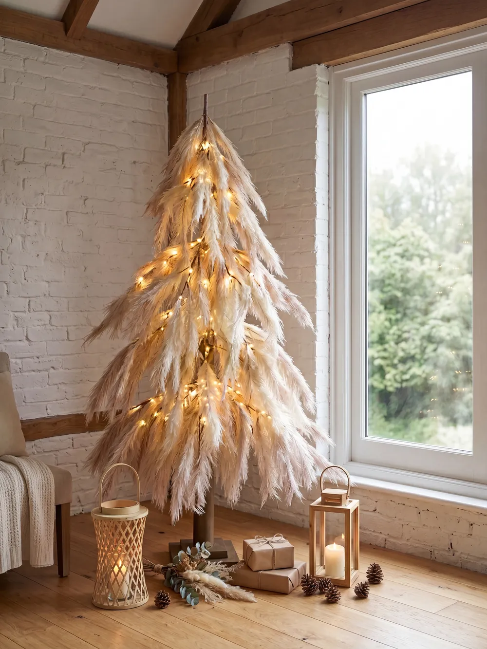 Decorazione per esterni LED BIFROST 123 cm Albero di Natale Beige_1085173