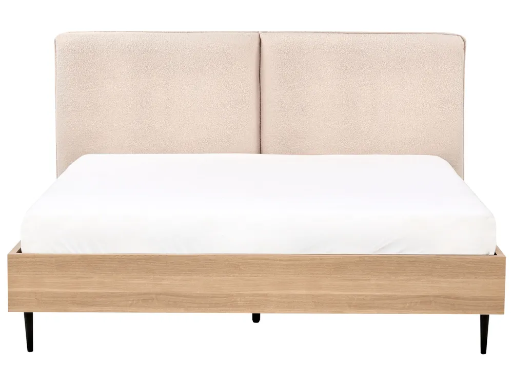 Bett mit Lattenrost Bouclé LIMANTON 160 x 200 cm Beige_971488