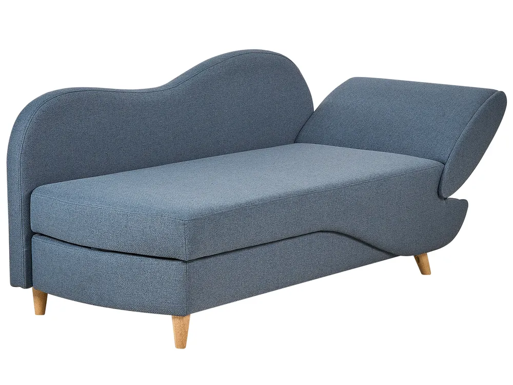 Right-Hand Chaise Longue MERI with Storage Faux Linen Dark Blue_881336