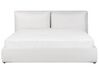 Zamatová posteľ s úložným priestorom 180 x 200 cm krémová biela BAJONNA_871314