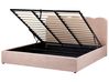 Letto contenitore NANTERRE Tessuto Rosa pastello 180 x 200 cm