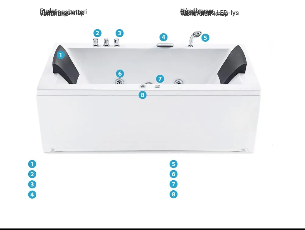 Hjørne-boblebad med LED VARADERO 183 x 90 cm Hvid Højrevendt_787091