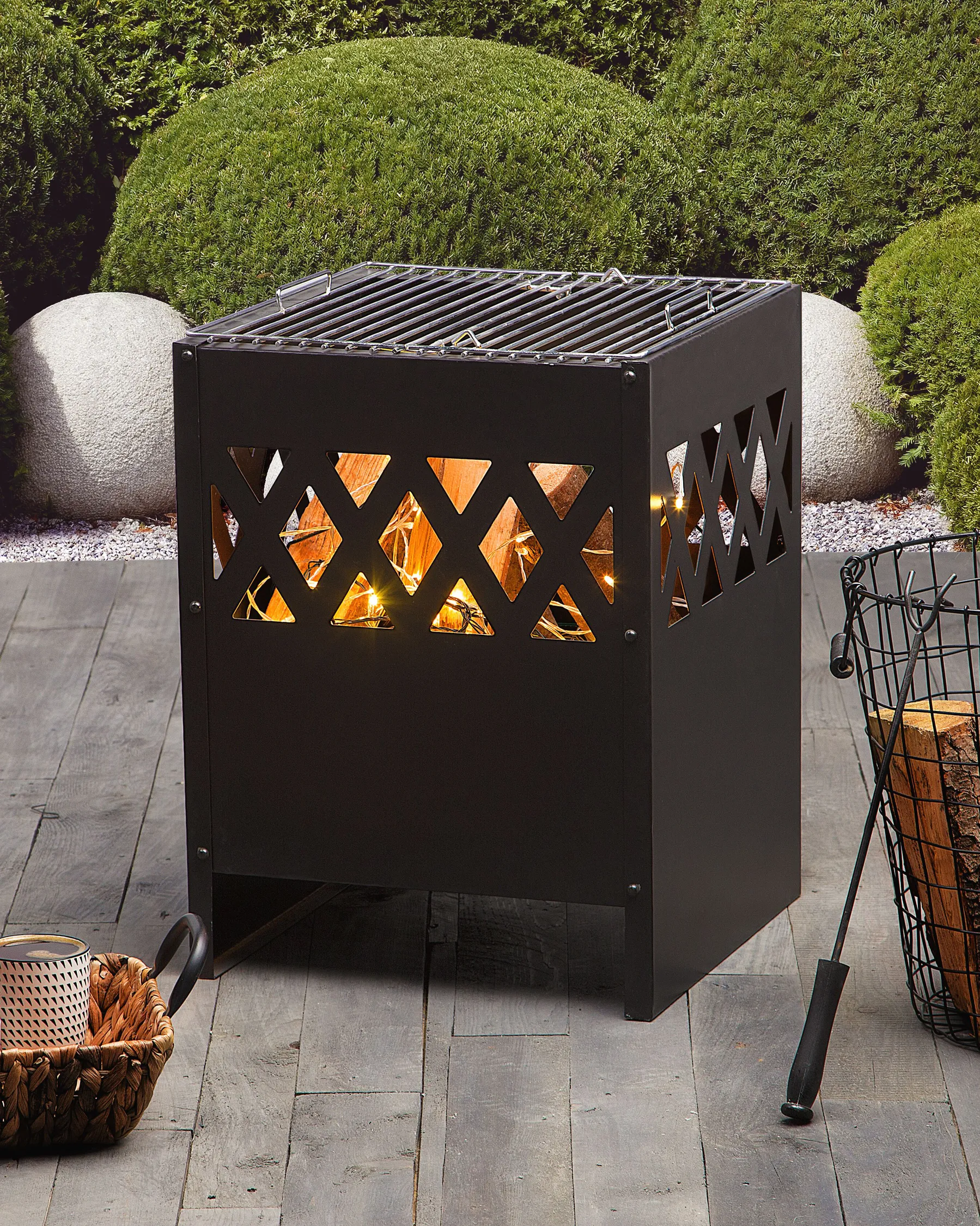 Grill Fire Pit SHIGA Metal Black_716378