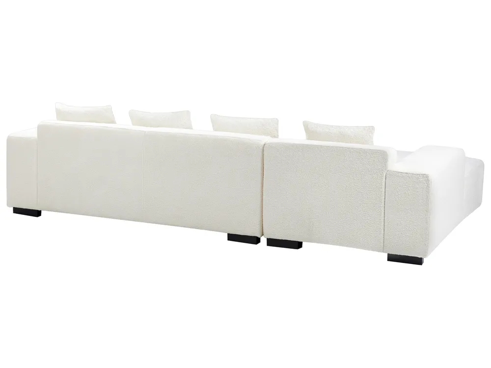 Corner Sofa 4 Seater LUNGO with Ottoman Boucle White Right Hand_962419