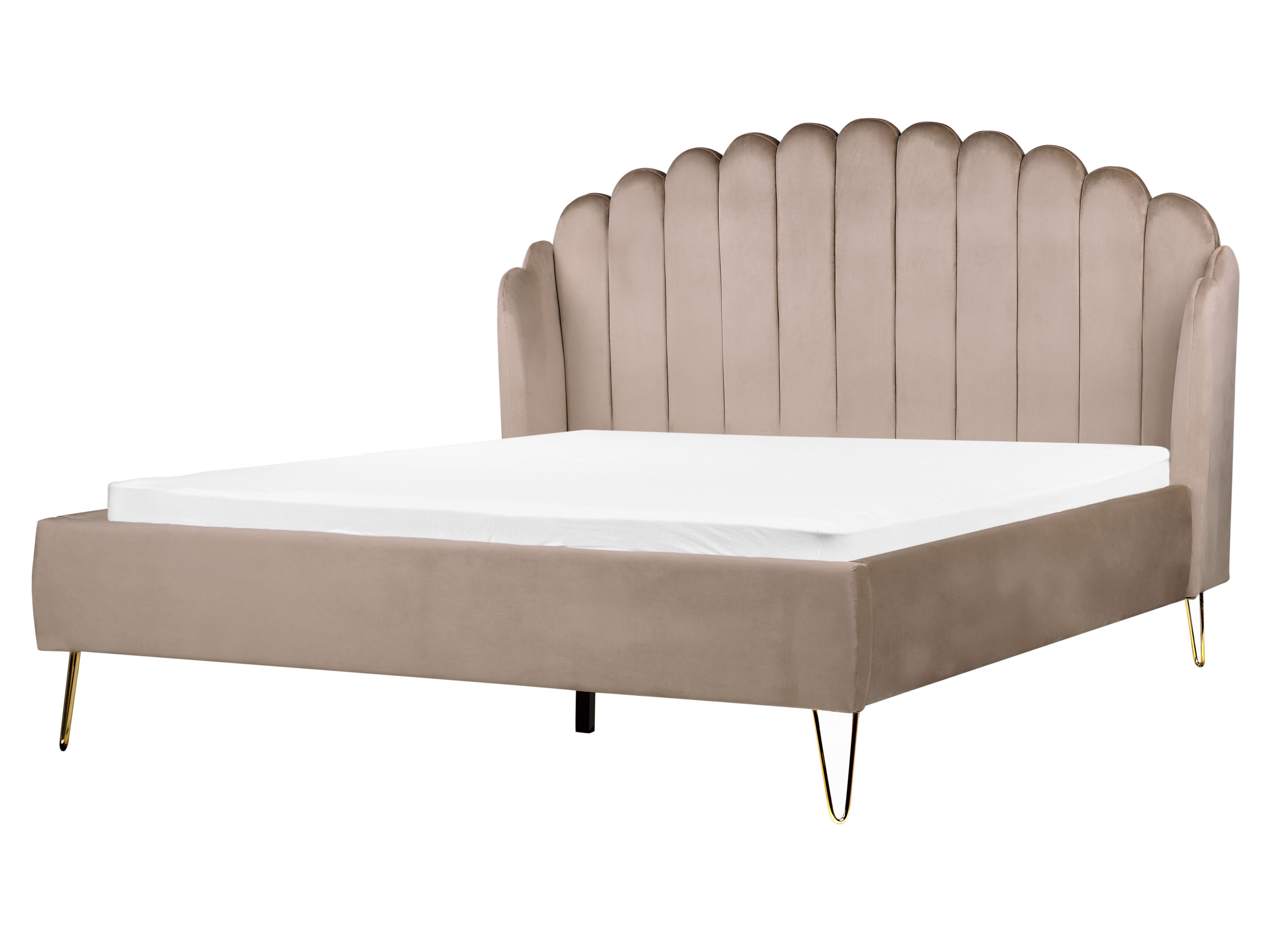 Lit avec sommier Velours AMBILLOU 160 x 200 cm Taupe_1183103
