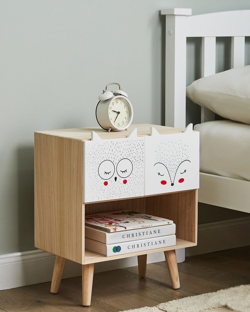 2 Drawer Bedside Table Light Wood RUPERT Beliani