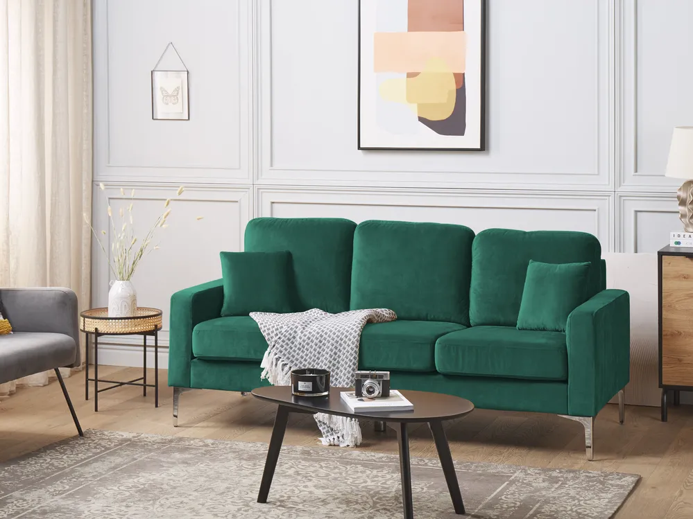 Sofa dla 3 osób GAVLE Welur Szmaragdowy
