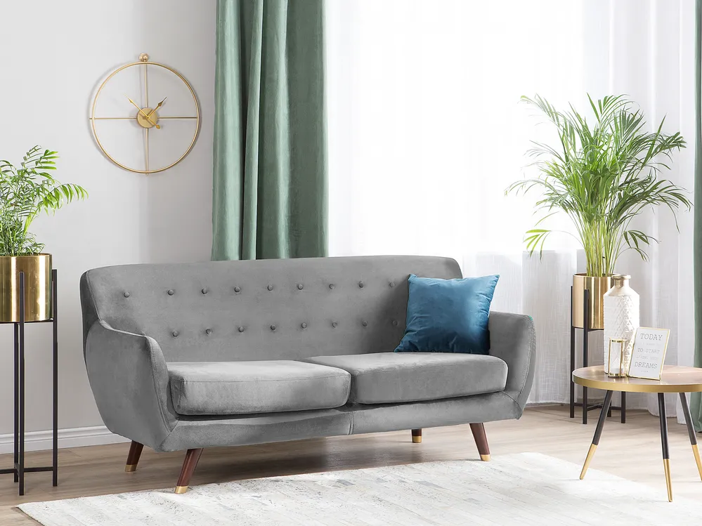Sofa dla 3 osób BODO Welur Szary