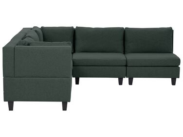 5 Seater Right Hand Modular Fabric Corner Sofa Dark Green UNSTAD