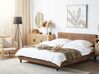 Čalouněná hnědá postel se vzhledem kůže 160x200 cm FITOU_709852