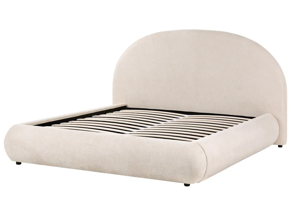 Ottoman Bed GRASSE Fabric Light Beige 160 x 200 cm (EU King Size)_1056350