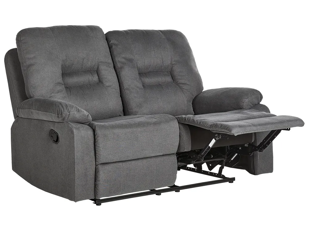Manual Recliner Sofa 2 Seater BERGEN Fabric Dark Grey