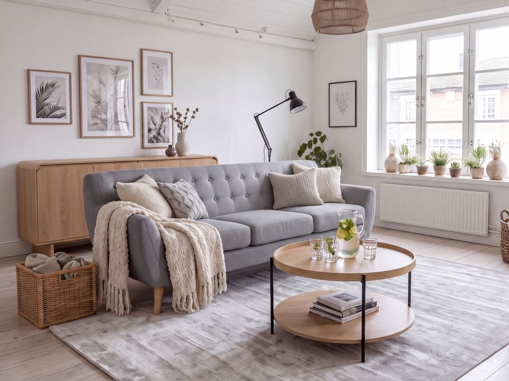 Sofa 3 Seater MOTALA Fabric Light Grey