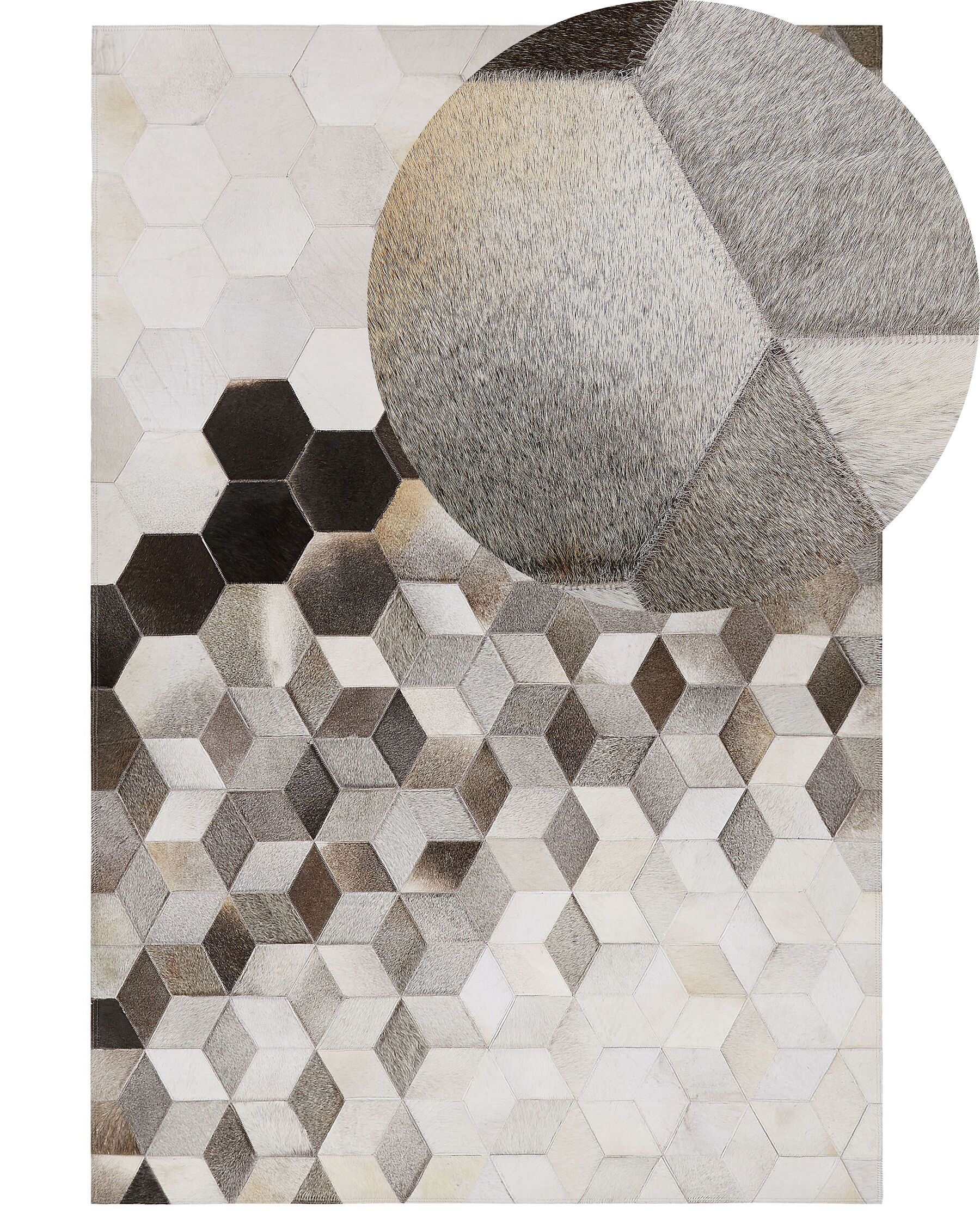 Cowhide Area Rug 160 x 230 cm Grey SASON_764767