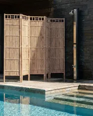 5-Panel Garden Privacy Screen CEFALU Folding Light Brown_1047673