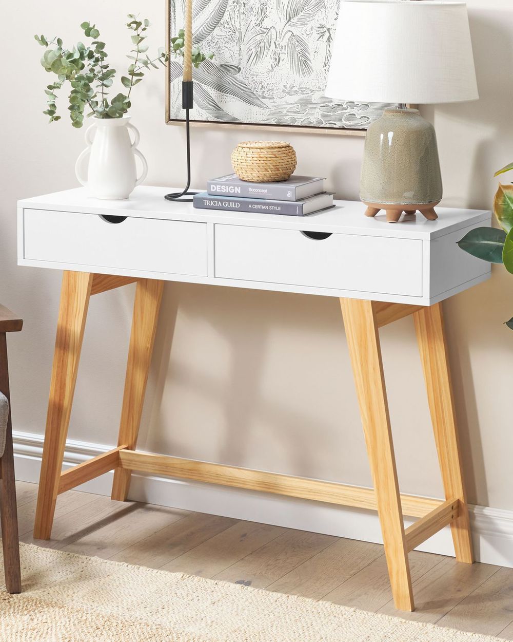 Tavolino Consolle Beliani – Bianco – 3 Cassetti E Ripiano – Stile Scandinavo Moderno - 2
