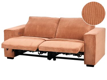 Sofa z elektryczną funkcją relaksu sztruksowa pomarańczowa NUKARI