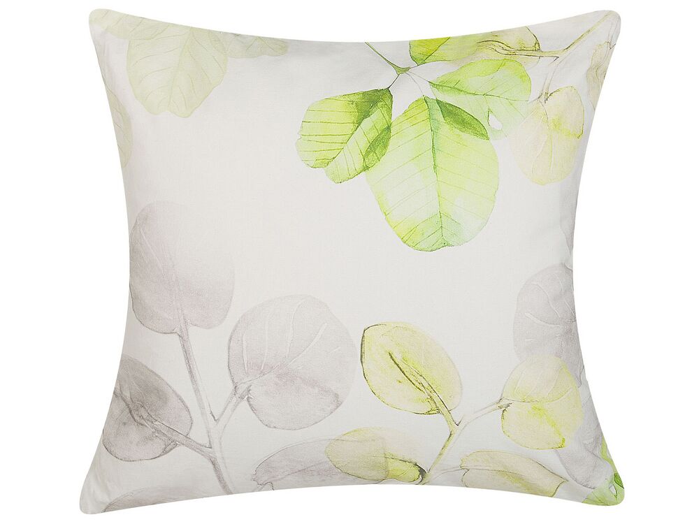 Throw Cushion PEPEROMIA 45 x 45 cm Cotton White Plant Pattern