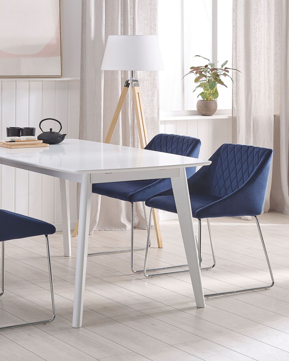 Set of 2 Dining Chairs ARCATA Velvet Navy Blue Beliani.ch