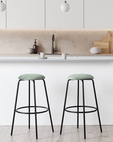 Set of 2 Velvet Bar Stools Mint Green MORTON