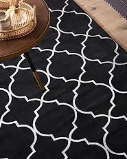 Rug YELKI Black 140 x 200 cm Viscose_1177529