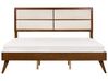 EU Super King Size Bed Dark Wood and Beige POISSY_927902