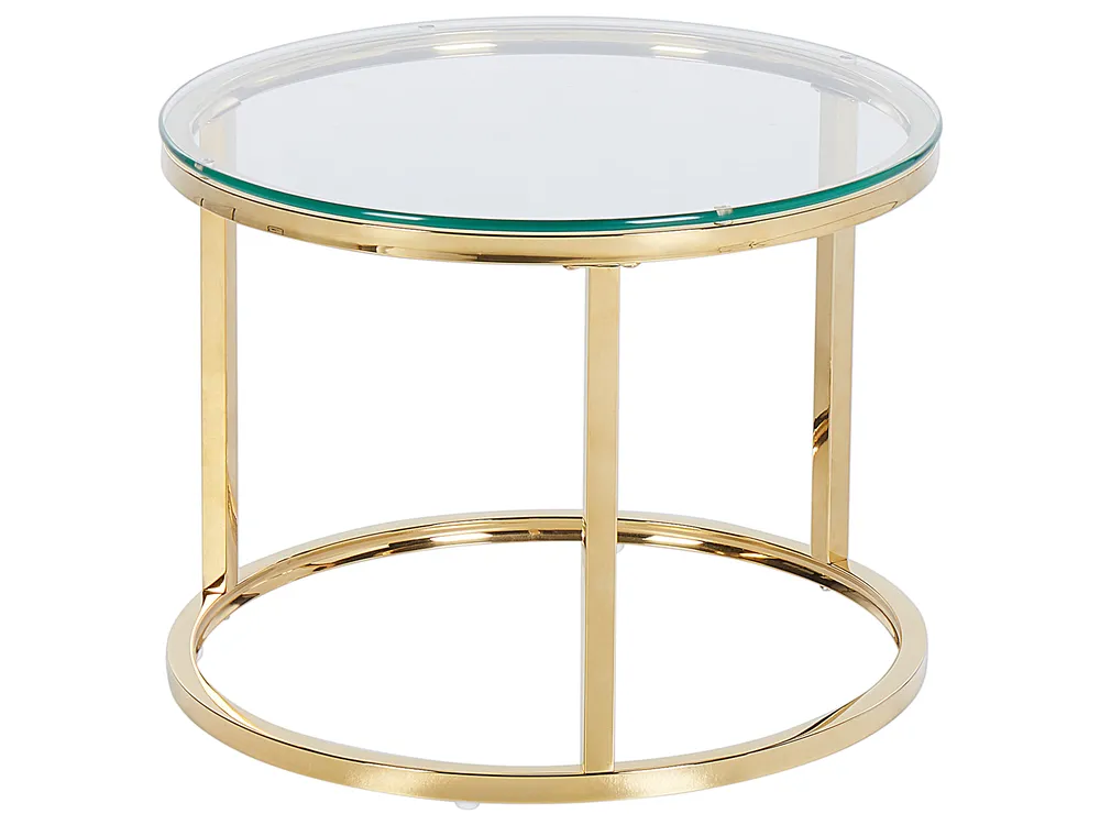 Set di 2 tavolini da caffè GRANGE Vetro temperato Oro_895889