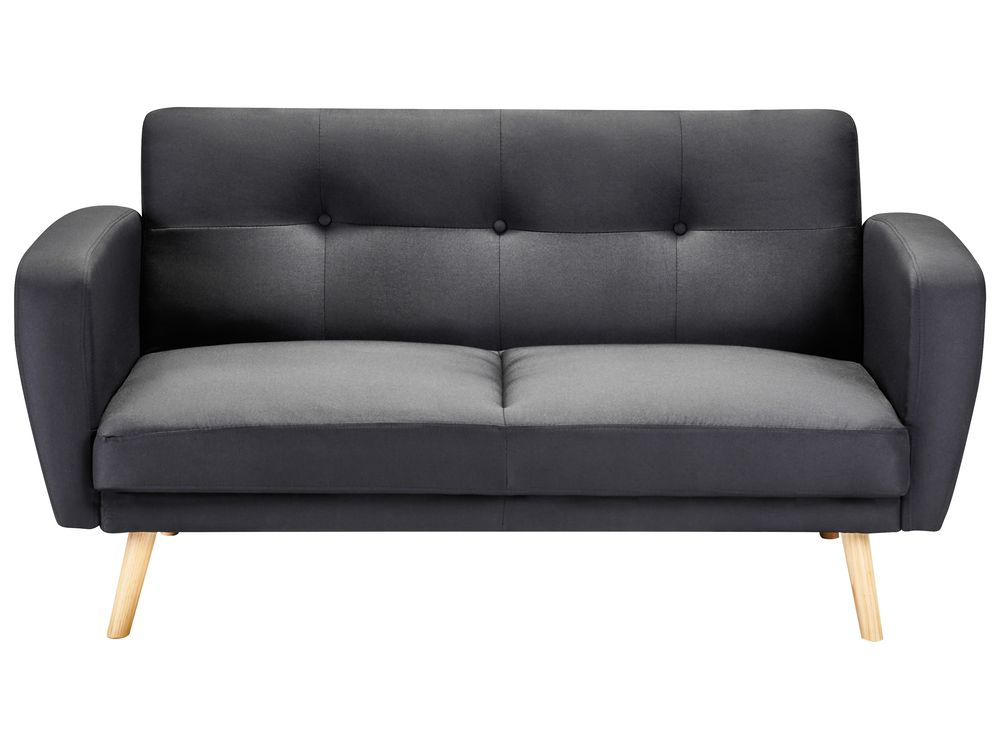 Sofa Bed 2 Seater FLORLI Fabric Black